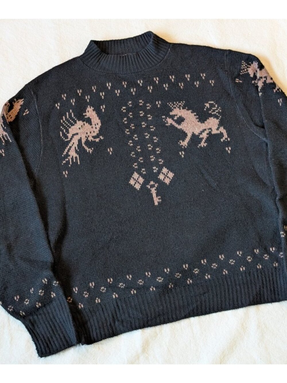 Puritan Sportswear VTG 50s 60s Black Knit Print Boxy Classic Orlon Sweater Sz 42